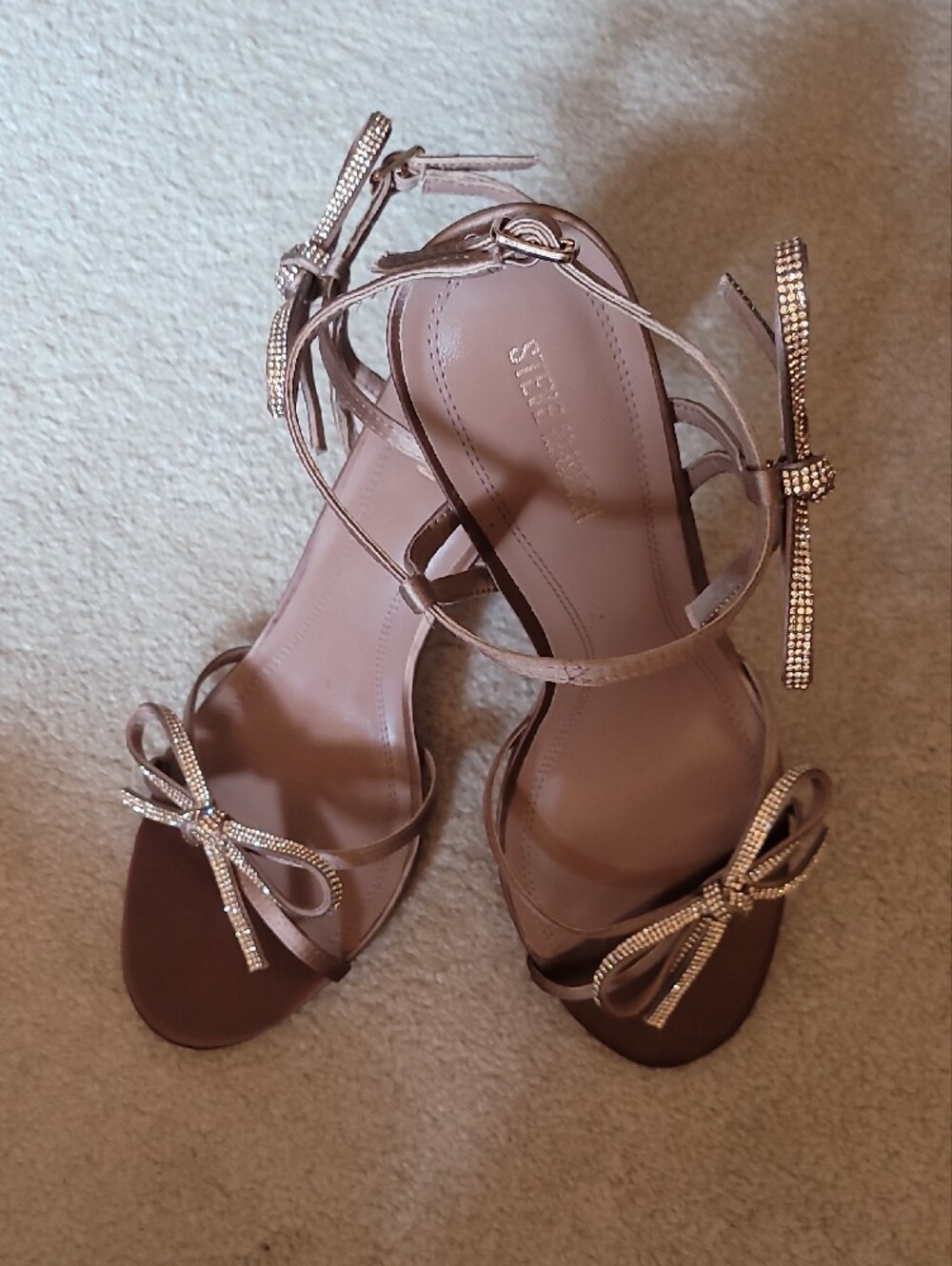 Steve Madden Rose Gold Bow-Strap Heels - Picture 2 of 9